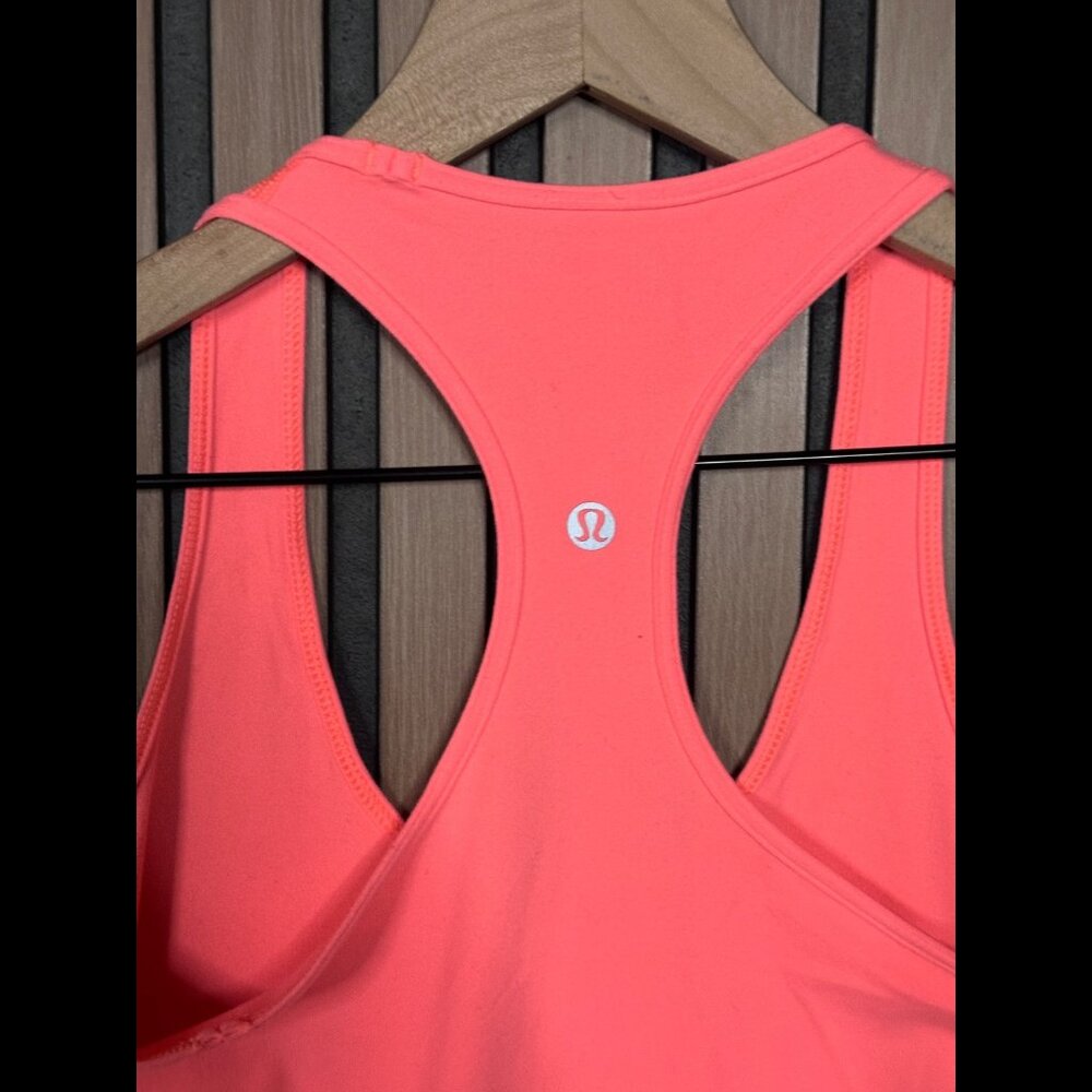 Lululemon Tank Top 6 / S Womens Coral Pink Muscle Shirt Racer Back - Picture 5 of 7